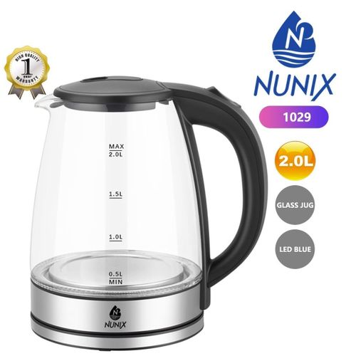 Nunix Kettle , Glass 2.0L Cordless Kettle 1029