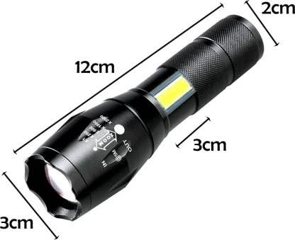 Premium 2 in 1 High Brightness Portable Rechargeable Mini Torch Cum Lamp with USB in Box Packing
