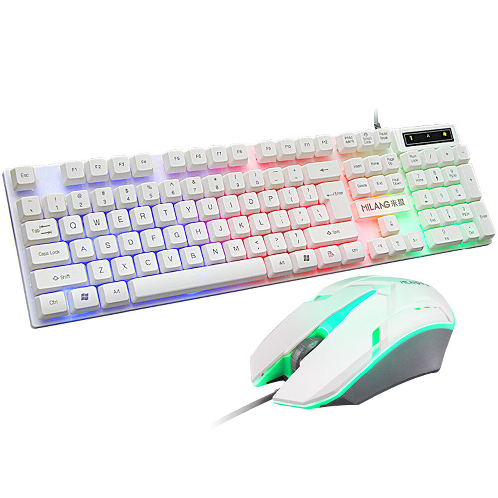 Milang T6 Wired Gaming Keyboard and Mouse Set 104 Key USB RGB Backlight for Laptop Computer PC