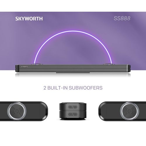 Skyworth SS888 2.2 Channel 300 W Bluetooth Soundbar — Dual Built-In Subwoofers with HDMI ARC & Multi-Input Support