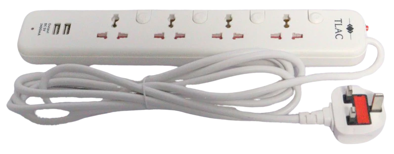 TLAC Premium 4 Way Extension Socket with USB and Surge