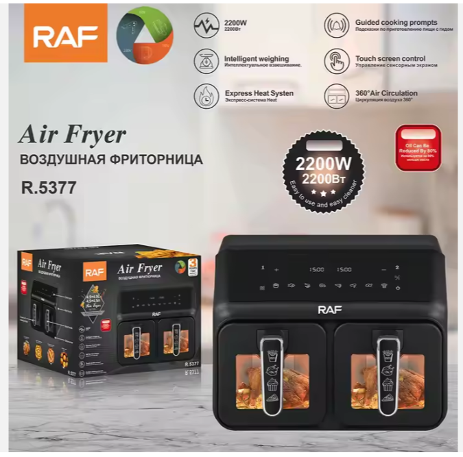 RAF 9L R.5377 Double Basket Air Fryer