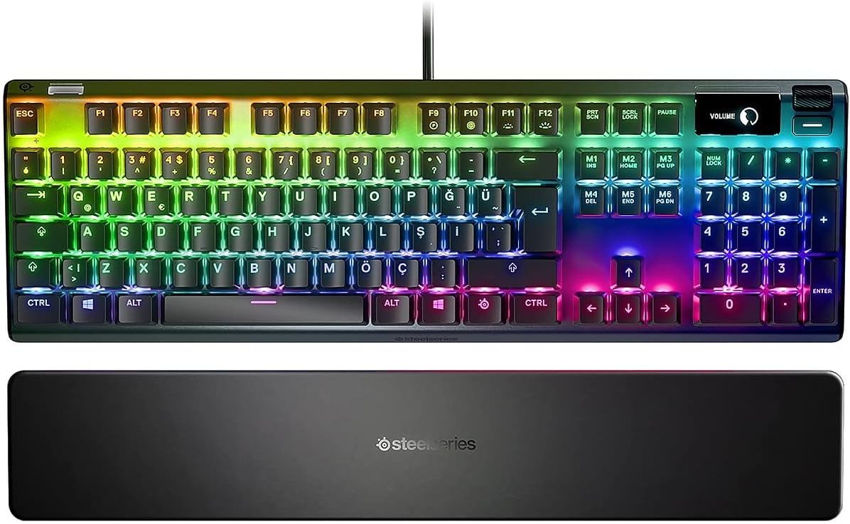 Apex 7 TKL Compact Mechanical Gaming Keyboard – OLED Smart Display – USB Passthrough and Media Controls – Tactile and Clicky – RGB Backlit (Blue Switch)
