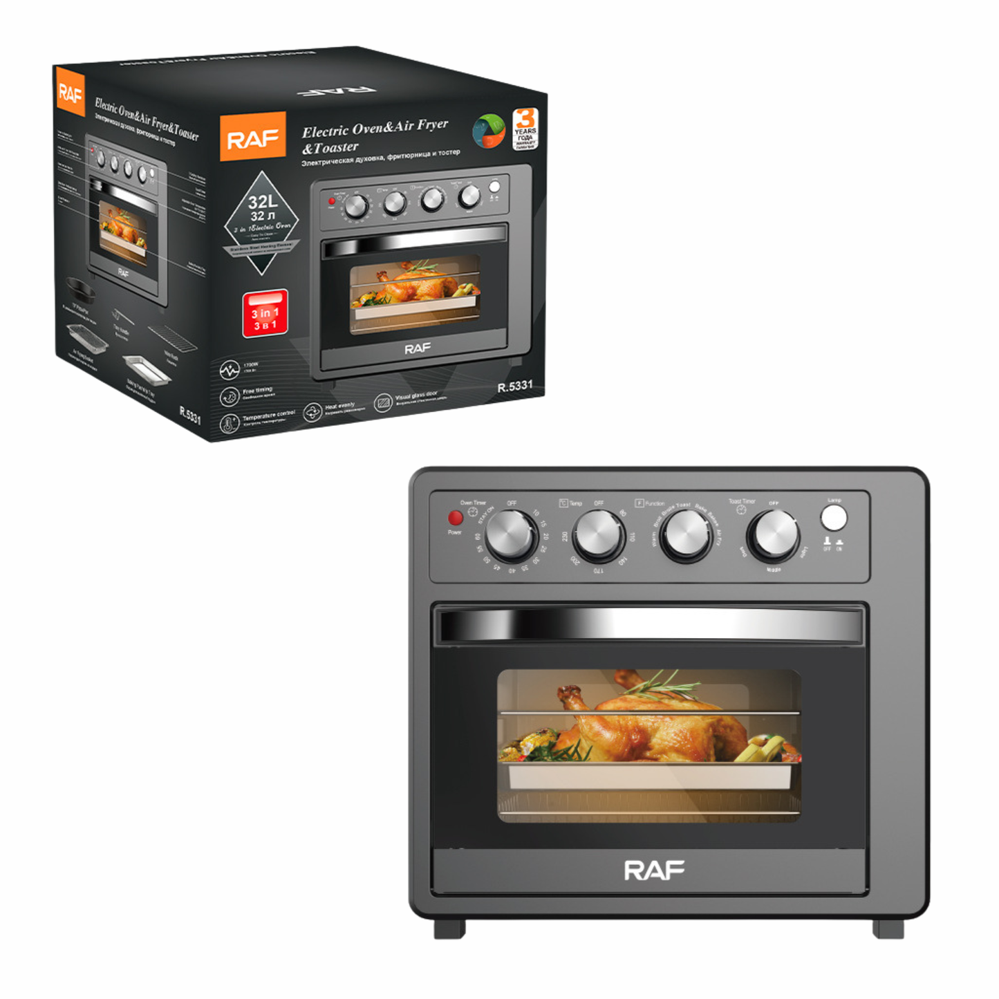 RAF R.5331 3-in-1 Air Fryer Oven & Toaster-32L