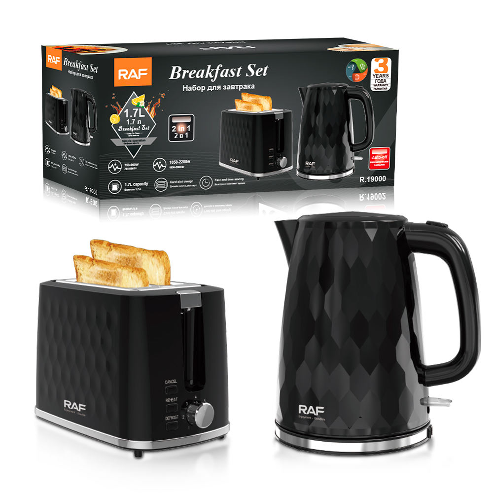 RAF Breakfast Set 2‑in‑1 , A kettle and a toaster (R.19002) (black)