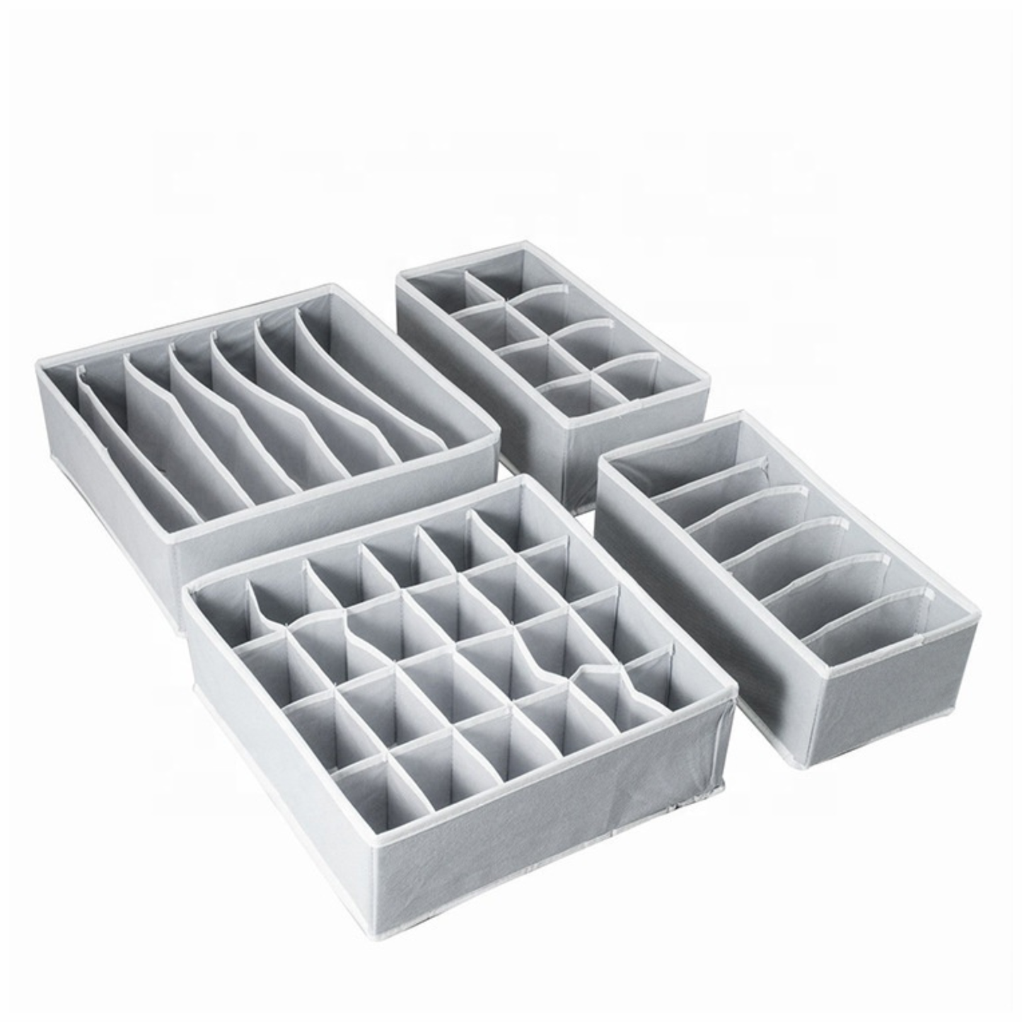 Set of 4 Foldable Underwear & Drawer Organizers (Gray)