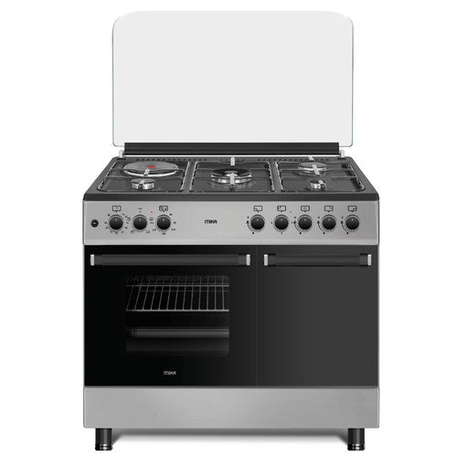 MIKA Standing Cooker, 90cm x 60cm, 4 Gas Pool Jet Burners (1 Wok) + 1 RAPID Hot Plate, Auto Ignition