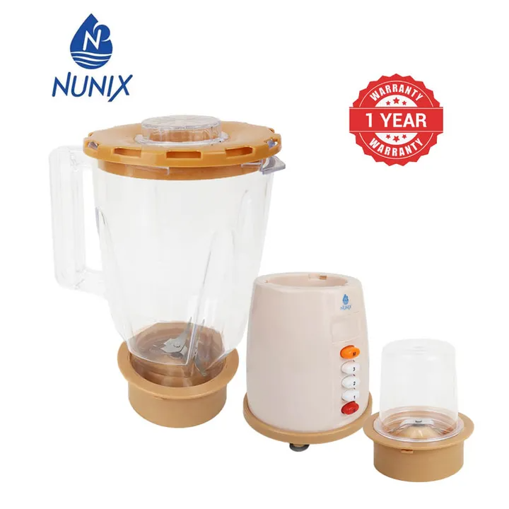 Nunix AK-100 2-in-1 Blender & Grinder – 350 W Motor, 1.5 L Jug Capacity with Overheat Protection