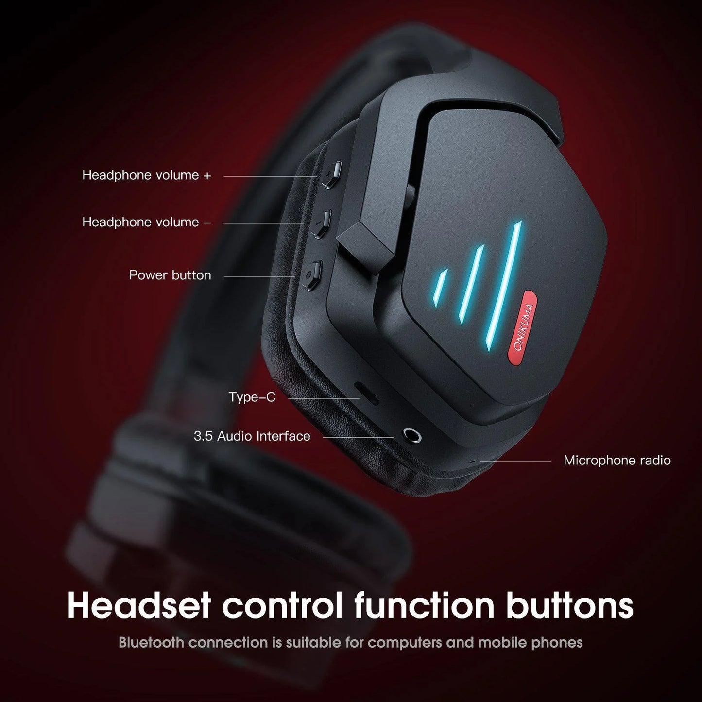 ONIKUMA B60 Wireless Bluetooth Gaming Headset.