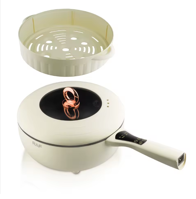 RAF®R.5402 Non-stick electric multi-function pot with 2-layer steam rack 7L 1500W – White
