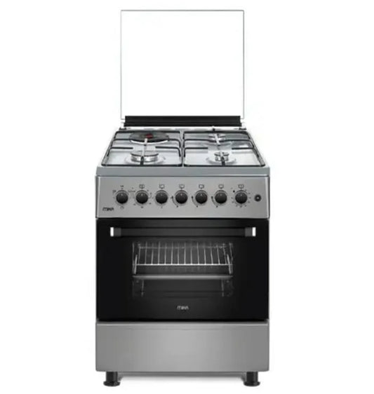 Mika 3 Gas+ 1 Electric MST58U31E3SLEM Cooker, Silver, 58cm”58cm