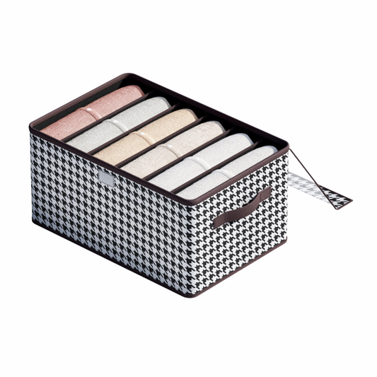 Wardrobe Pants & Clothing Organizer Box (Foldable Compartment Design) DIVIDED WITH LID