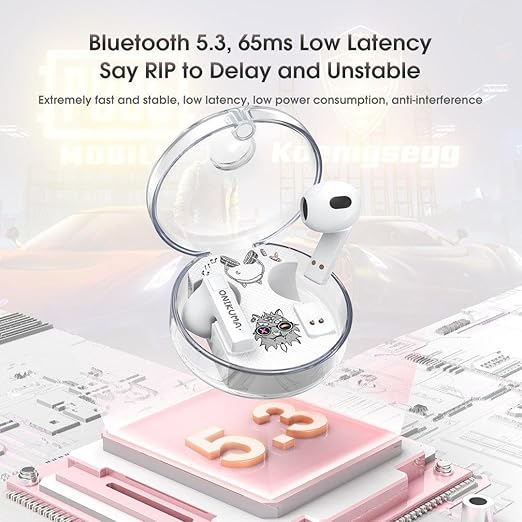 ONIKUMA T301 TWS Cartoon Earphone Touch Control Wireless Bluetooth-compatible 5.3 Headset Sports Earbuds Gaming Headset Gamer With Mic