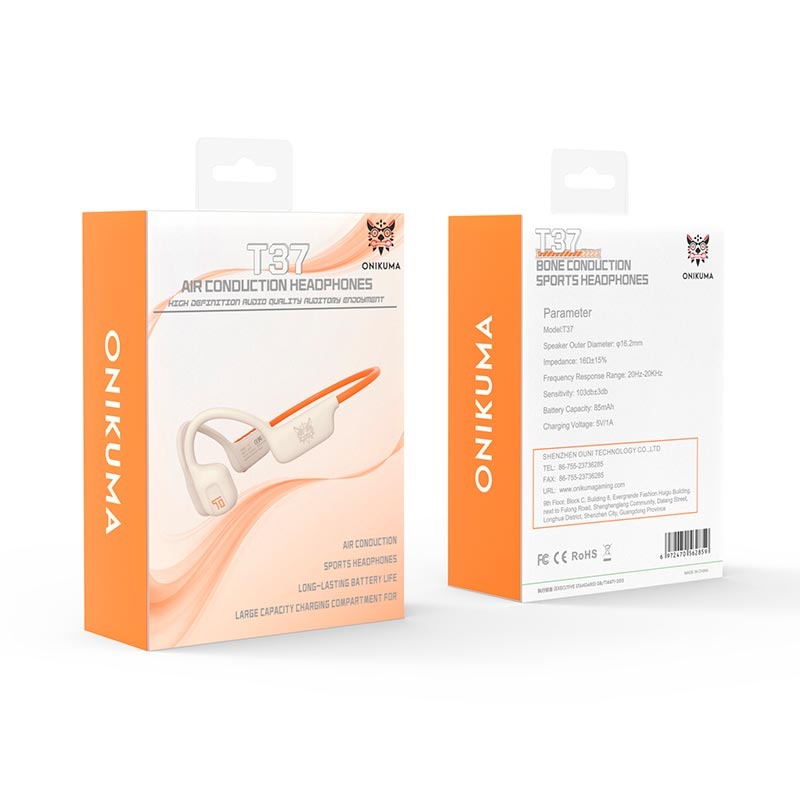 ONIKUMA T37 Air Conduction Earphone bluetooth 5.3 Stereo HD Audio IP66 Waterproof Sport Earphone Bone Conduction Earphone