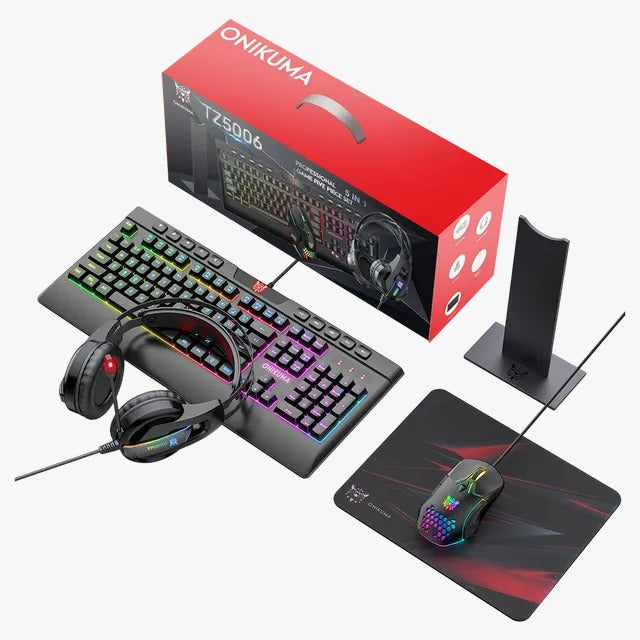 onikuma tz5006 Gaming combo - Gaming Mouse, Mouse Pad, Gaming Keyboard, Gaming Headset и Headset Stand