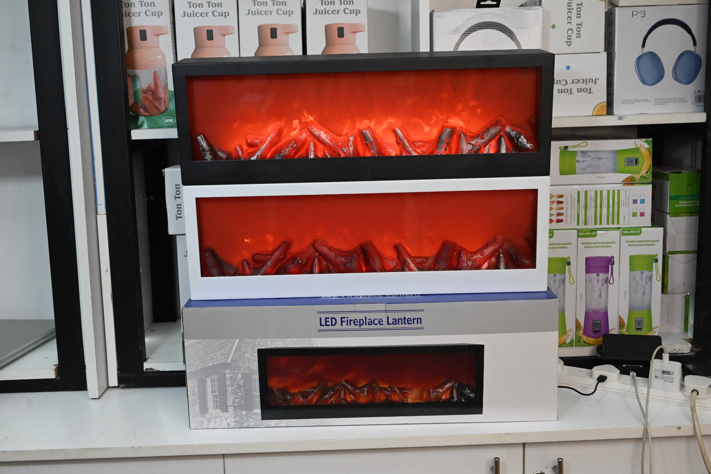 LED fireplace with fire flame effect, Led fireplace Lantern, input battries and ac power fireplace