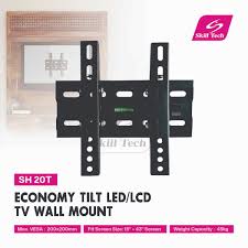 Skilltech SH 20T TV Wall Mount Bracket β Adjustable Heavy-Duty Mount For 15'' To 43'' Flat Screen TVs β Space-Saving Design For Home, Office, Or Entertainment Setups