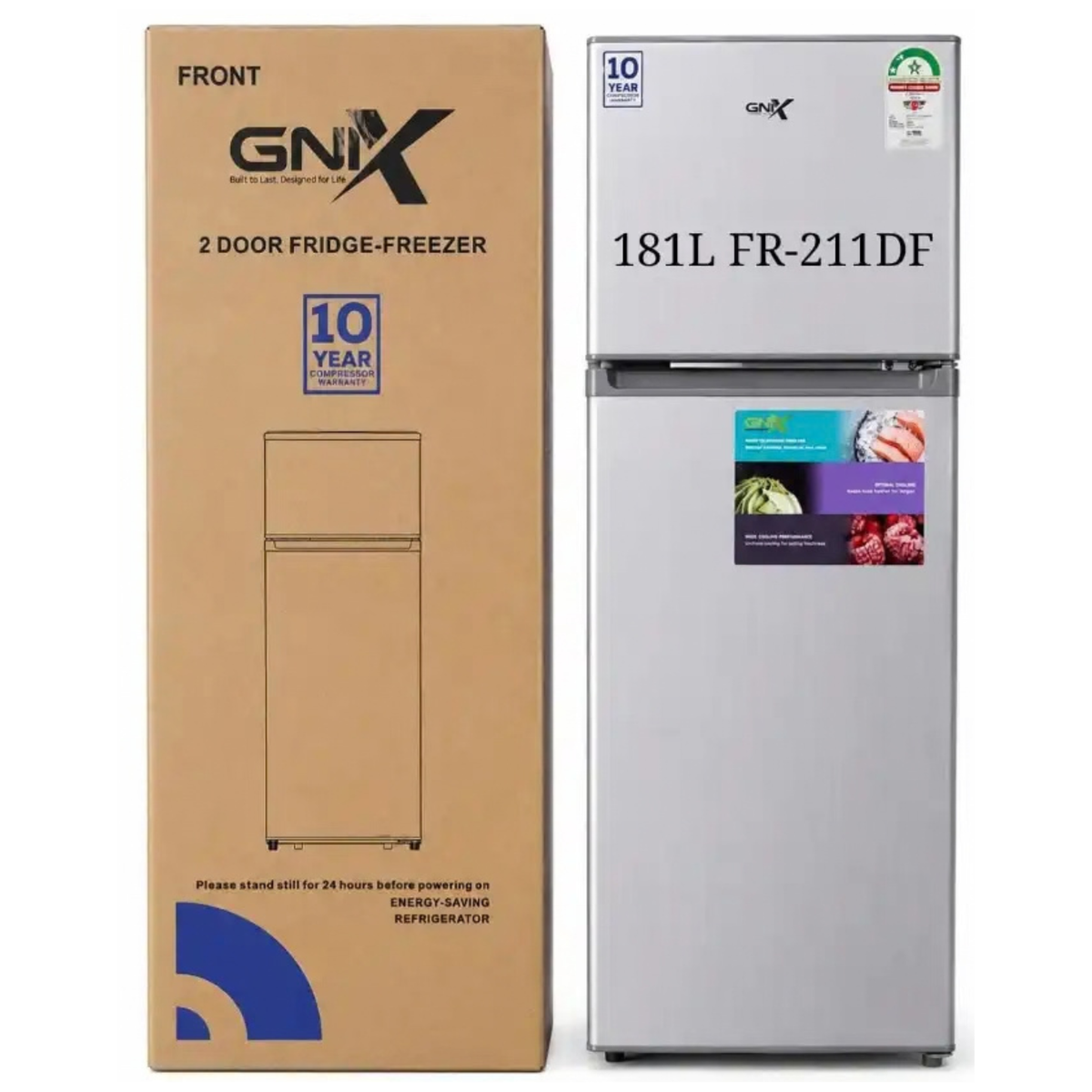 GNIX 2-Door Fridge-Freezer 181 Litres