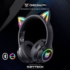 Onikuma B90 RGB Cat Ear Bluetooth 5.0 Wireless Gaming Headset
