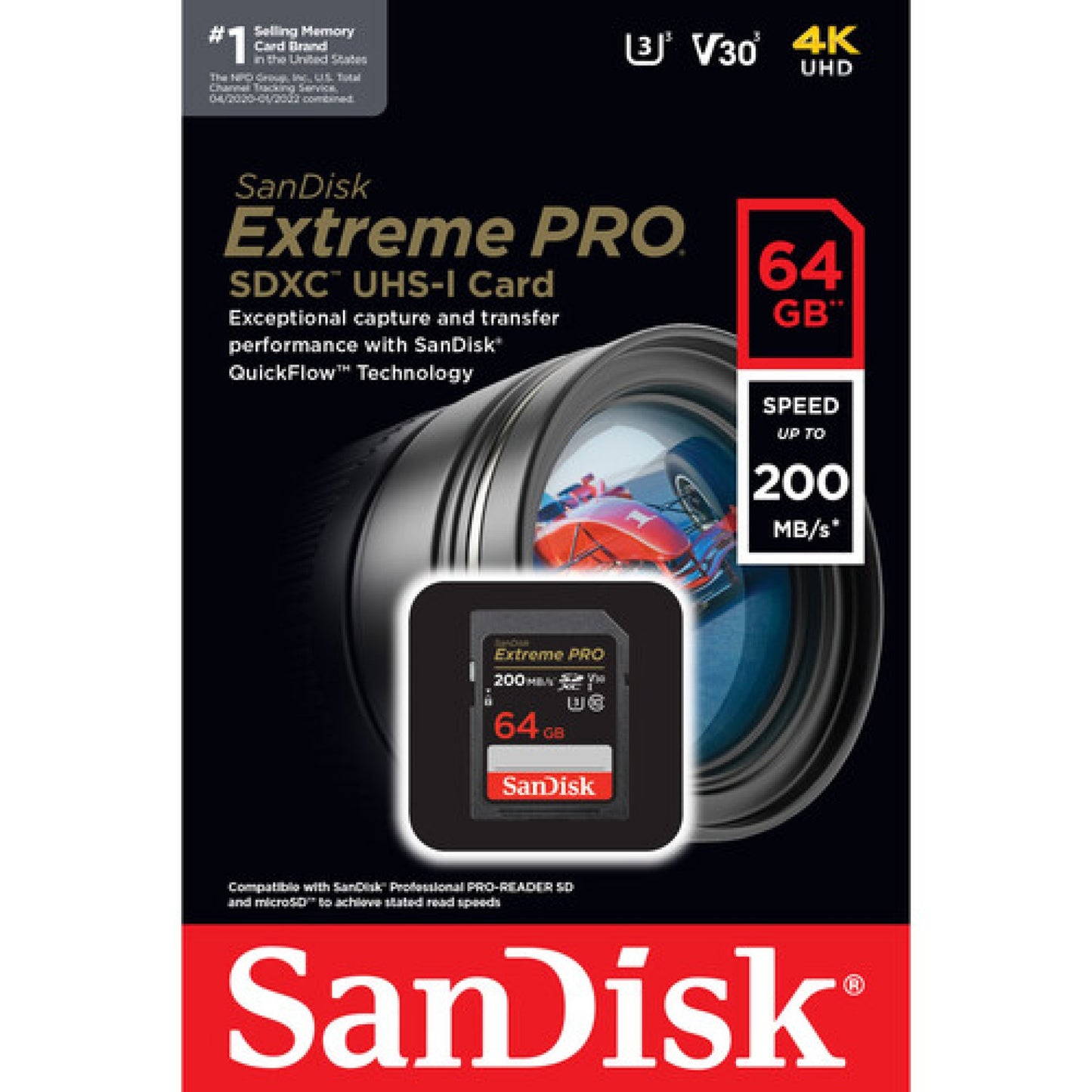 SanDisk 64GB 200MBPS Extreme PRO UHS-I SDXC Memory Card