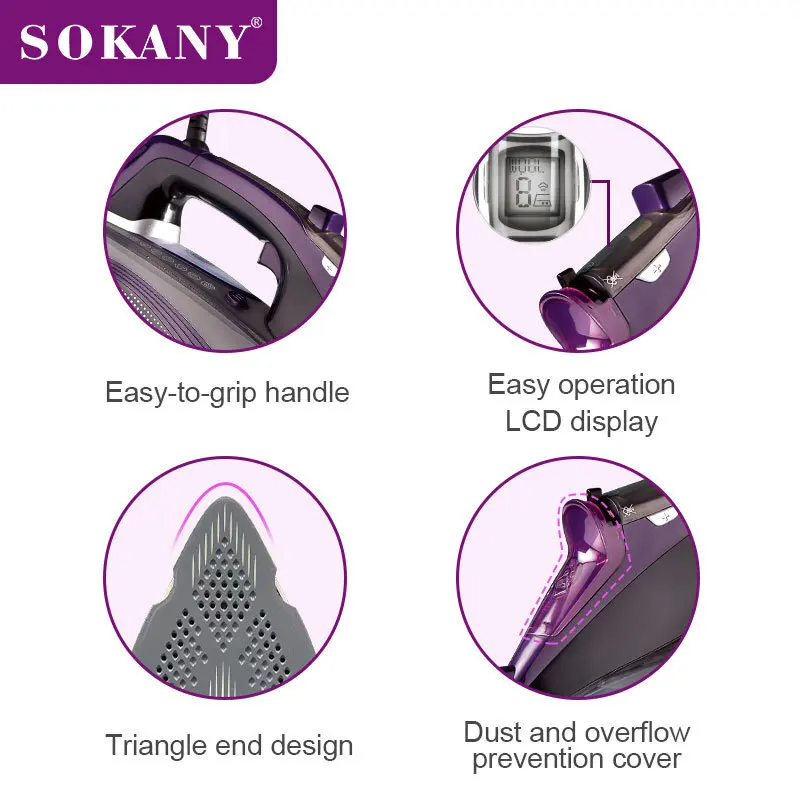 SOKANY SK-11031 Steam Iron – 2400 W • 400 ml Water Tank • Ceramic Soleplate