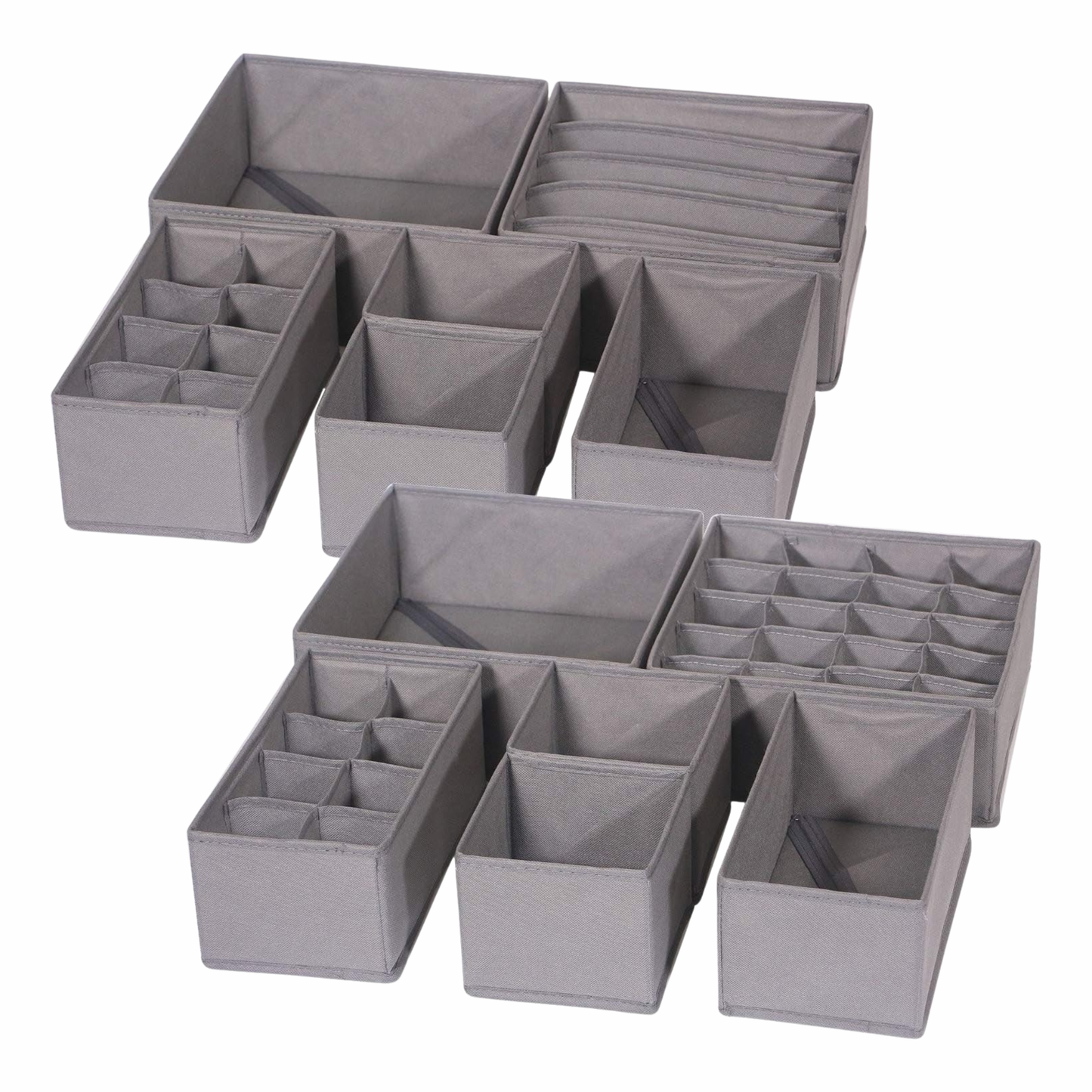 DIOMMELL 12 Pack Foldable Cloth Storage Box Closet Dresser Drawer Organizer Fabric Baskets Bins Containers Divider for Baby Clothes Underwear Bras Socks