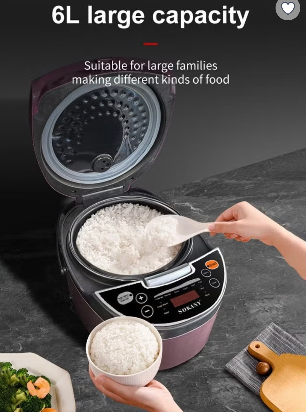 Sokany 6L Automatic Smart Digital Rice Cooker