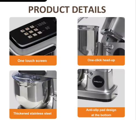 Sokany SK‑05014 Digital Stand Mixer – 12 L Stainless Steel Bowl, 2200 W Powerful Motor, Digital Timer & Controls