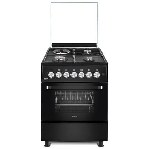 Mika MST58U31E3BLEM 58cm x 58cm Cooker — 3 Gas Burners + 1 Electric Rapid Hot Plate with 3‑Function Oven (Matt Black)