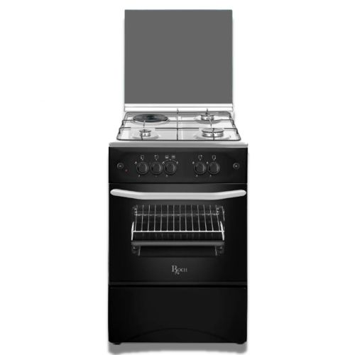 Roch RECK‑531‑BL 50 × 55 cm Cooker — 3 Gas Burners + 1 Electric Hot Plate with Electric Oven (Black/Grey)