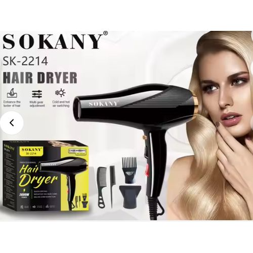 SOKANY SK‑2214 Professional Hair Dryer – 2600 W • 2 Heat/Speeds • Plastic Body
