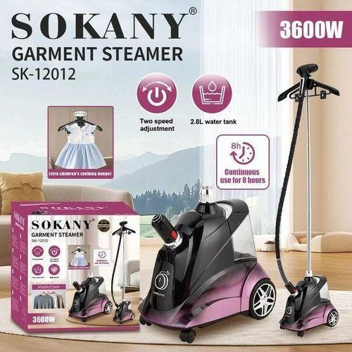 Sokany SK-12012 Vertical Garment Steamer – 3600 W Powerful Fabric Steamer with 2.8 L Water Tank, Black & Purple