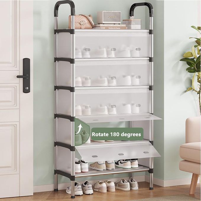 Shoe Rack Organizer 6 Tiers Dust-proof & Stainless Steel Free Standing