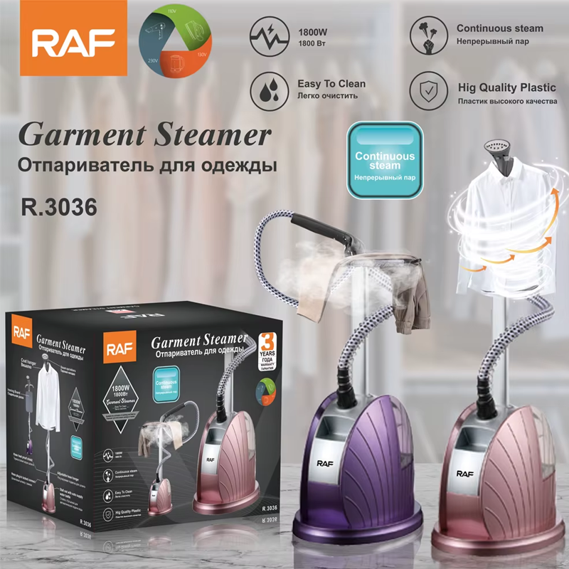 RAF R.3036 Professional Steam Iron With Panel Portable Clothes Standing Garment Steamer With Removable Water Tank