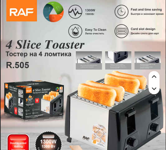 4-Slice Electric Breakfast Maker – Fast, Easy & Powerful 1300W Toaster