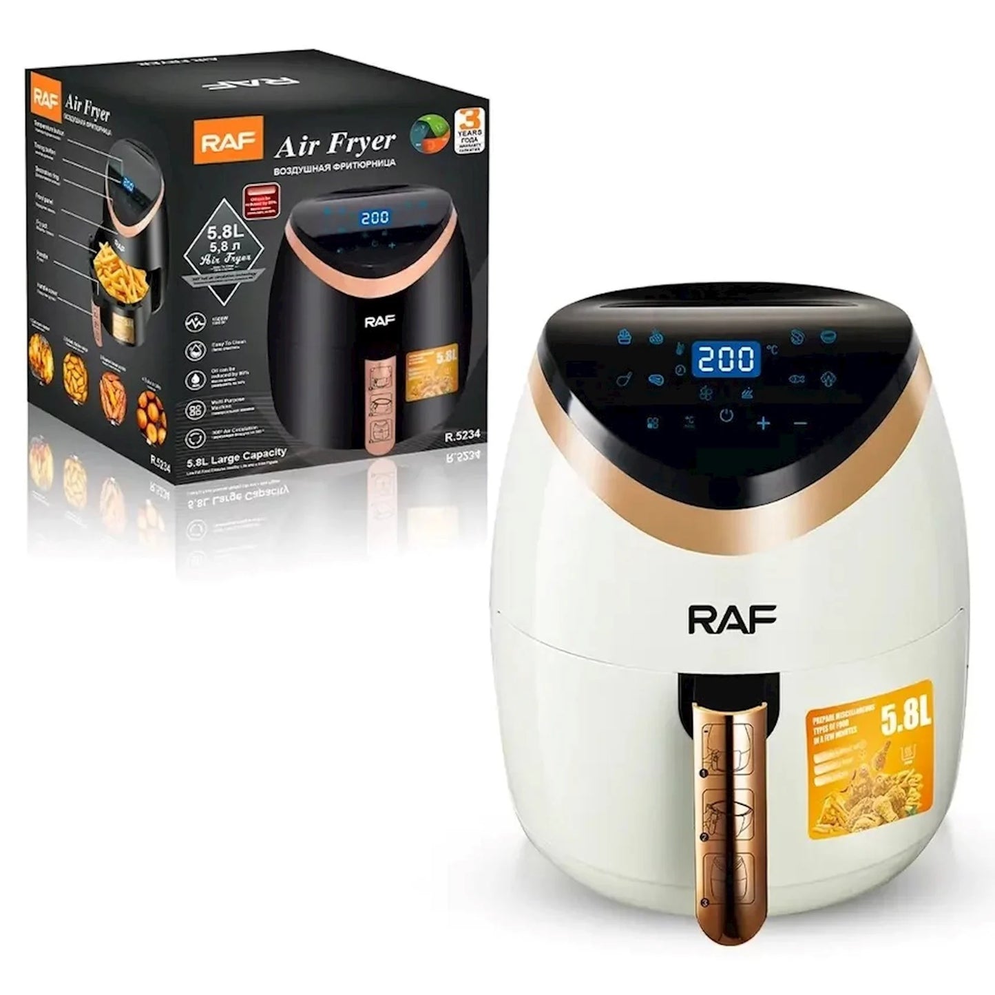 RAF Air Fryer,R.5234B,5.8L 1700W,Black