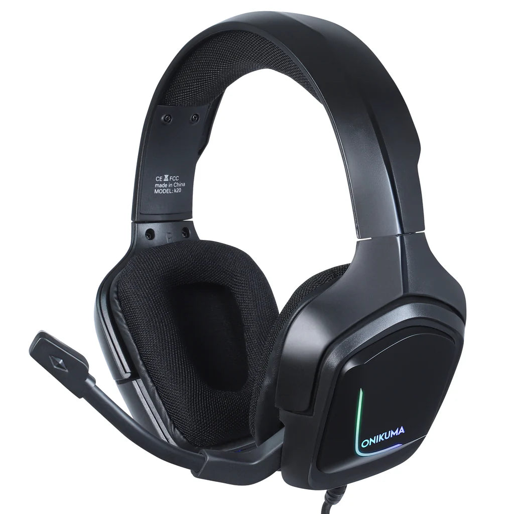 Onikuma K20 Wired Gaming Headsets with Microphone RGB Light (Black)
