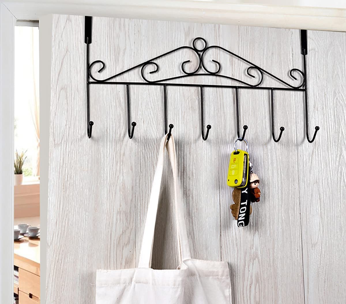 Hojo 2-Piece Over-the-Door Hook Hanger (7 Hooks Each, Black)