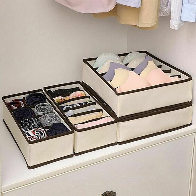 Set of 4 Foldable Underwear & Drawer Organizers (Gray)