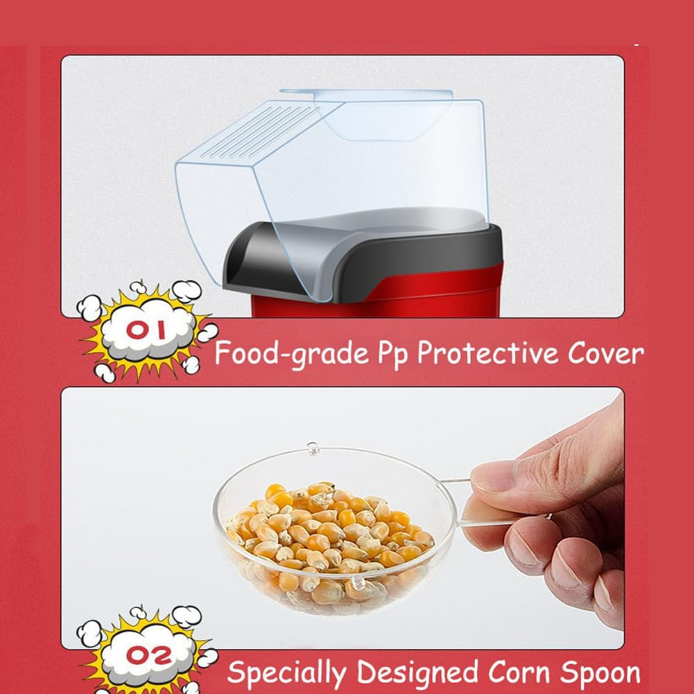 Sokany SK‑07045 Hot Air Popcorn Maker – 1200 W Compact Oil‑Free Popcorn Machine with 0.5 L Capacity, Red Thermo‑Resistant Plastic