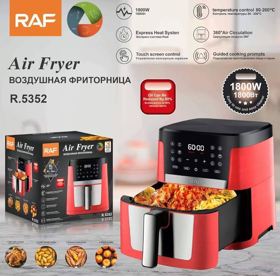 RAF R.5352 Dual Basket Air Fryer — 12 L (6 L + 6 L) Double Chamber with 2800 W Digital Touch Control