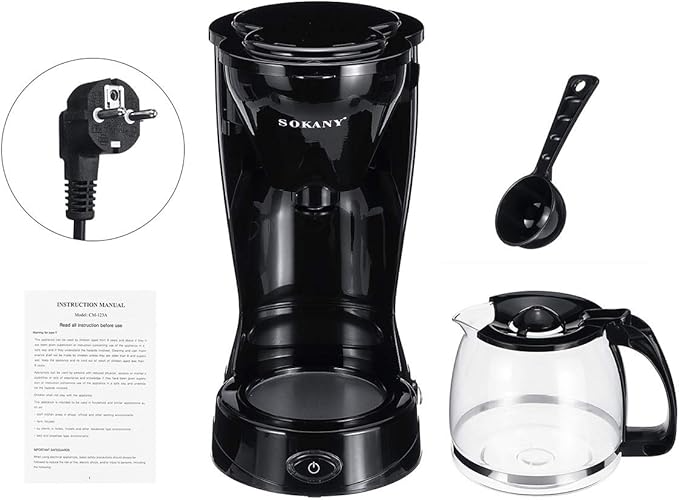 Sokany CM-123A 12-Cup Drip Coffee Maker – 1.5 L Glass Carafe, 800 W Electric Filter Brewer