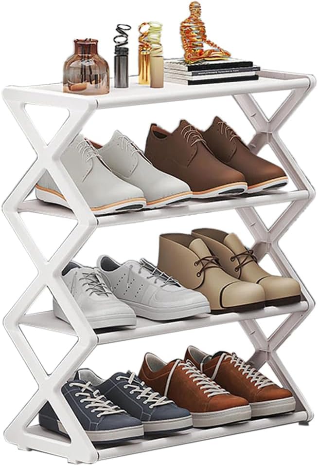 X-Shaped Shoe Rack for Home Multifunctional Steel Assembly Shoecase for Students Dormitory Dustproof Storage Shelf
