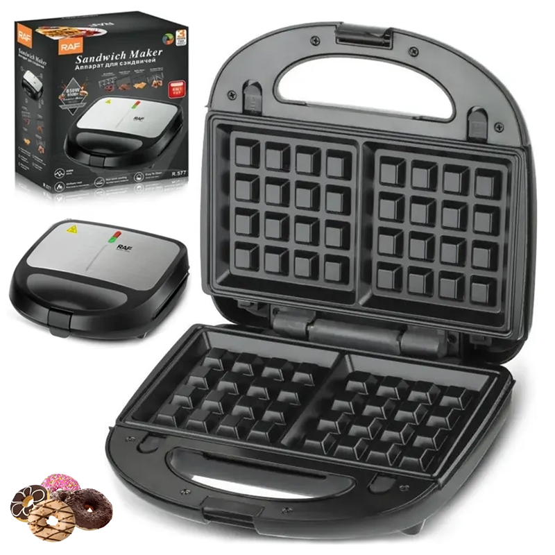 RAF 4 in 1 850W Multifunctional Double-side Heating Non-stick Coating Panini Press Waffle Sandwich Maker Machine for Breakfast