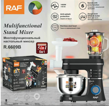 RAF Multifunctional Stand Mixer BLACK 5-in-1 (7L) – Powerful, Versatile & Perfect for Home Baking