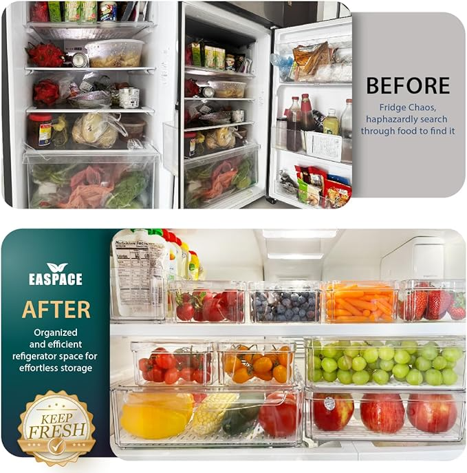 10-Pack Clear Acrylic Refrigerator and Pantry Storage Organizer Set