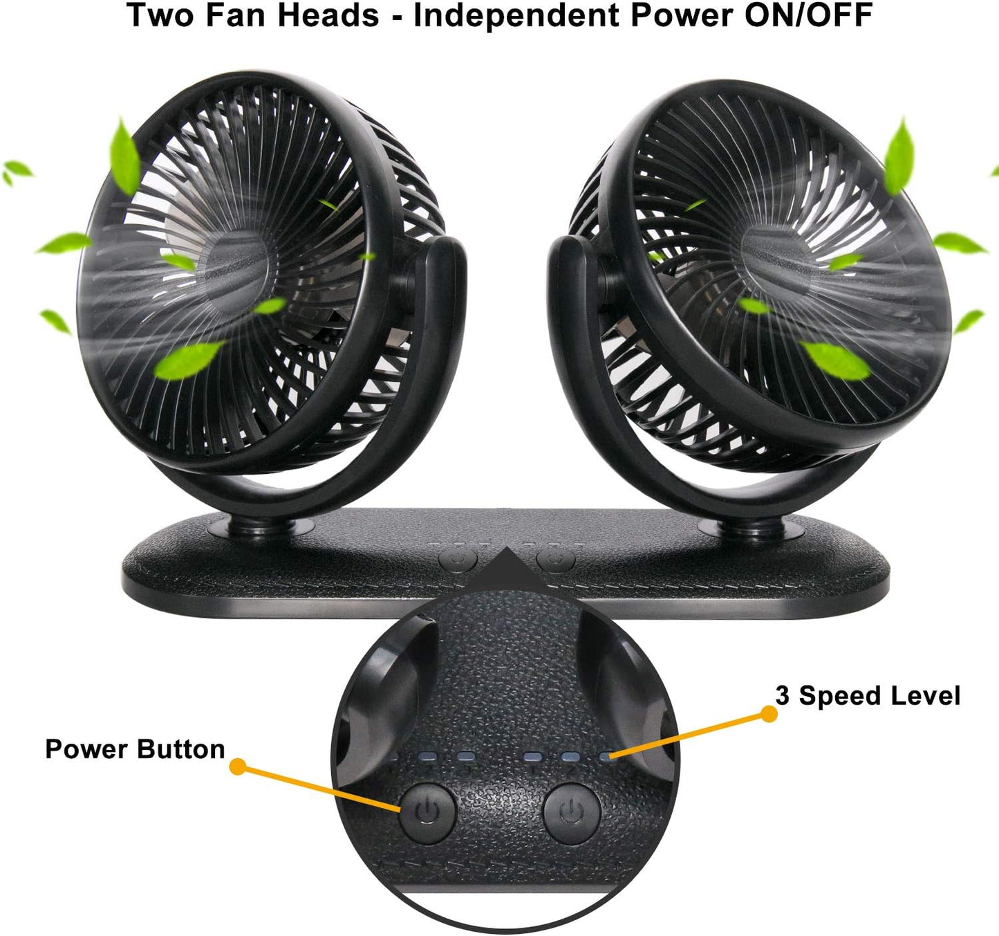 Car Fan Portable Dual Head Electric Vehicle Mounted FAN
