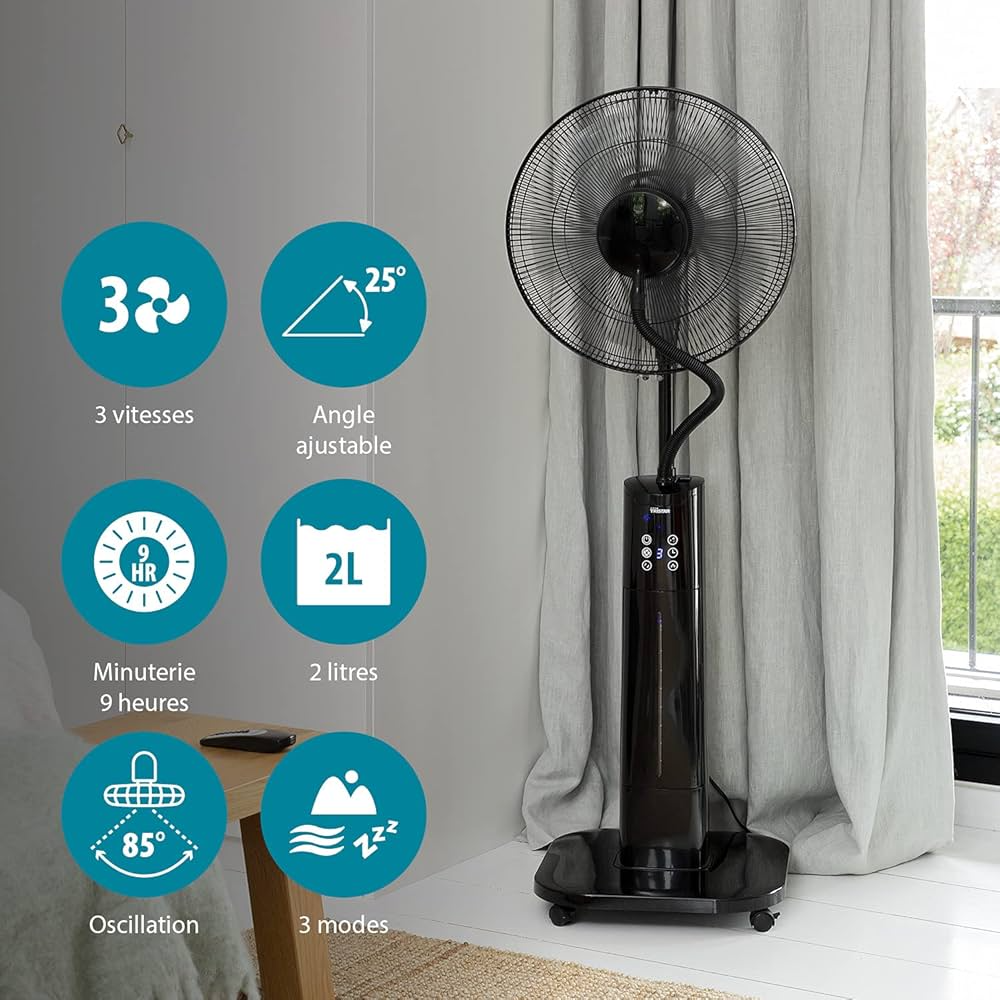 Daystars DS‑2818M Electric Mist Fan — 18″ Oscillating Cooling Fan with Integrated Misting System
