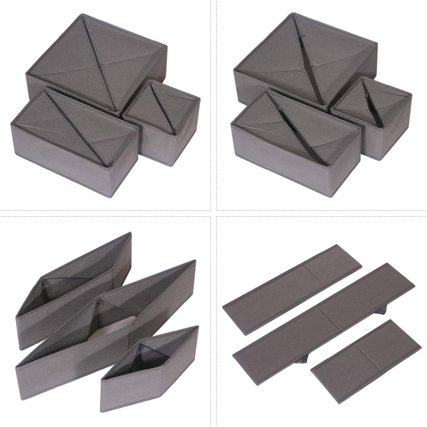 DIOMMELL 12 Pack Foldable Cloth Storage Box Closet Dresser Drawer Organizer Fabric Baskets Bins Containers Divider for Baby Clothes Underwear Bras Socks