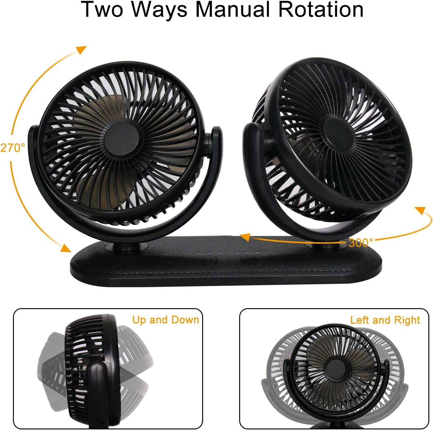 Car Fan Portable Dual Head Electric Vehicle Mounted FAN